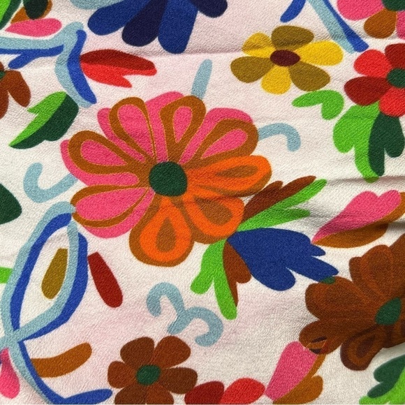 RIXO Floral Print Crepe Short Sleeve V-Neck Tied Cutout Open Back Midi Dress XS - Picture 16 of 16